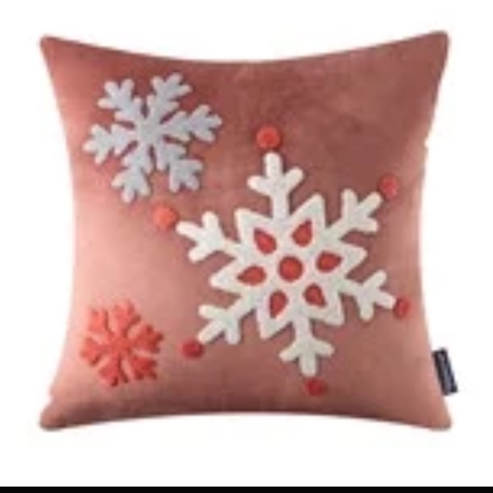 2 Cozy Snowflake Holiday Pillow Set - Red and White